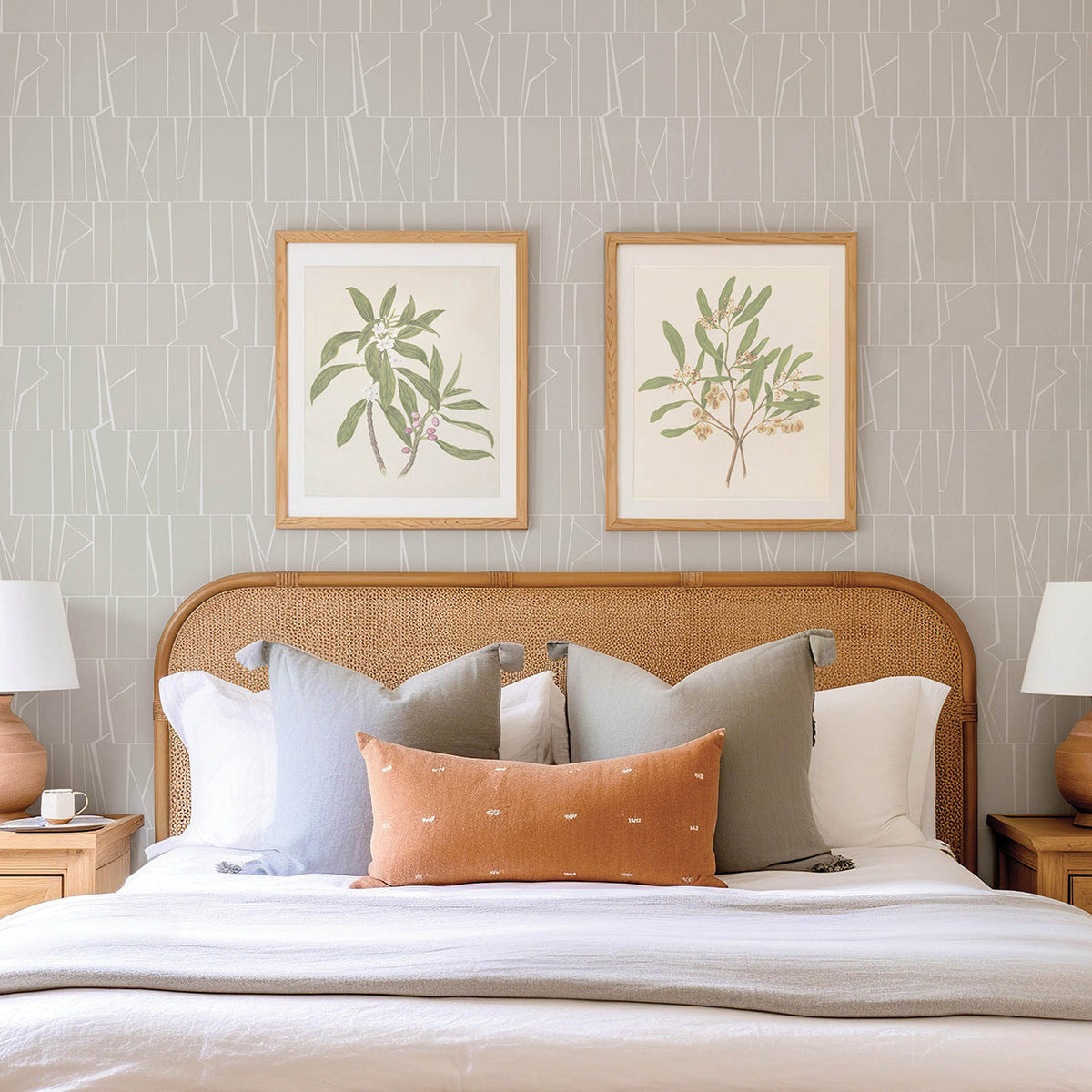 Huntington Geometric Stripe Wallpaper wallpaper detail or room view