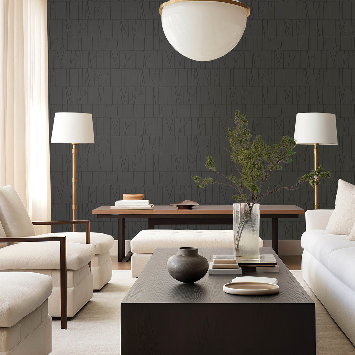 Huntington Geometric Stripe Wallpaper wallpaper detail or room view