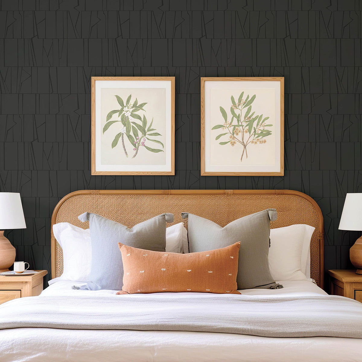 Huntington Geometric Stripe Wallpaper wallpaper detail or room view