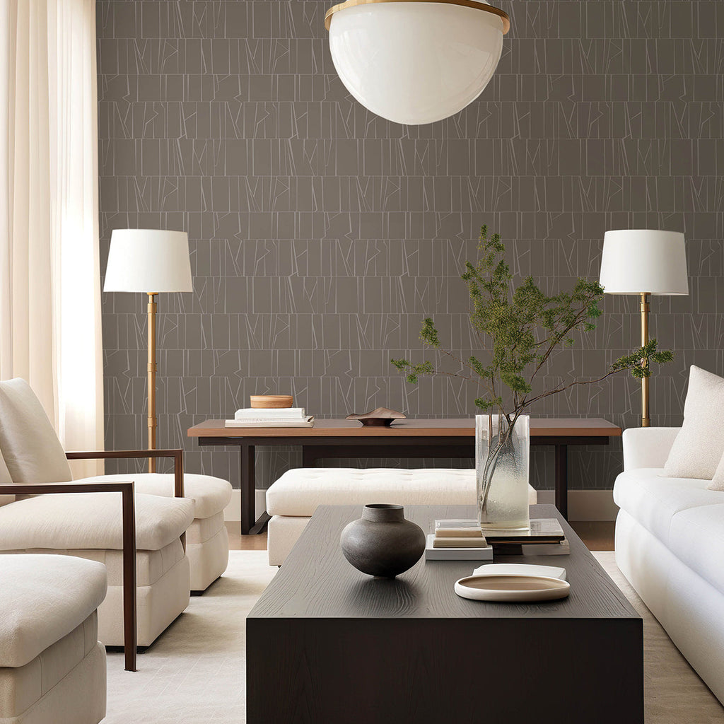 Huntington Geometric Stripe Wallpaper wallpaper detail or room view
