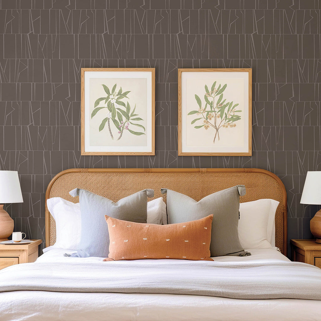 Huntington Geometric Stripe Wallpaper wallpaper detail or room view