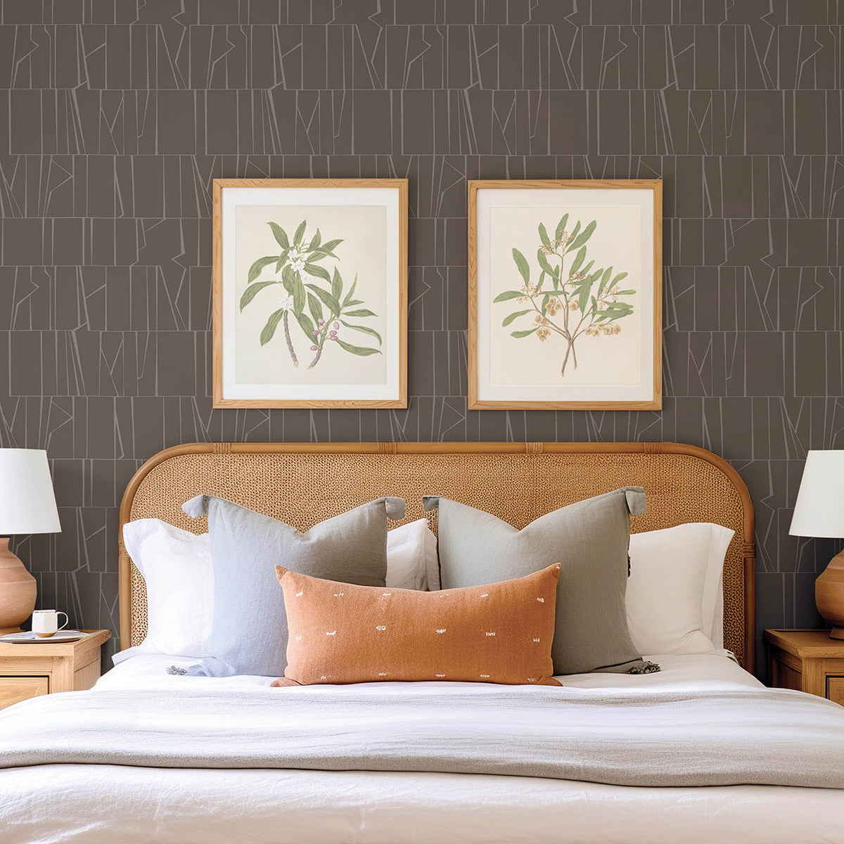 Huntington Geometric Stripe Wallpaper wallpaper detail or room view