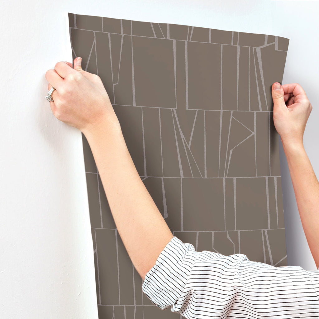 Huntington Geometric Stripe Wallpaper wallpaper detail or room view