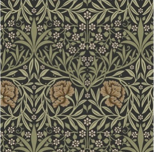 Oxford Union Floral Vines Wallpaper in Black