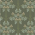 Blackberry Vine Trellis Wallpaper in Grey