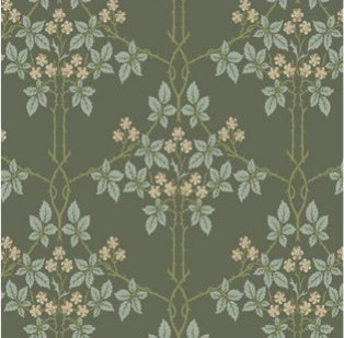 Blackberry Vine Trellis Wallpaper in Grey