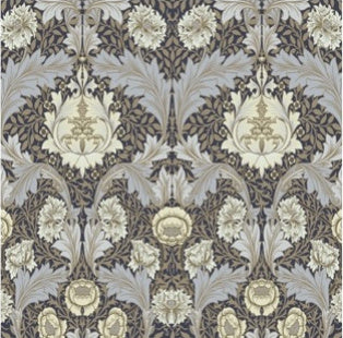 Myrtle Floral Ogee Wallpaper in Blue