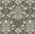 Spring Thicket Tulip Damask Wallpaper in Blue