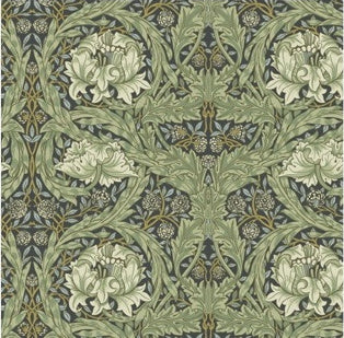 African Marigold Floral Wallpaper in Sea Green
