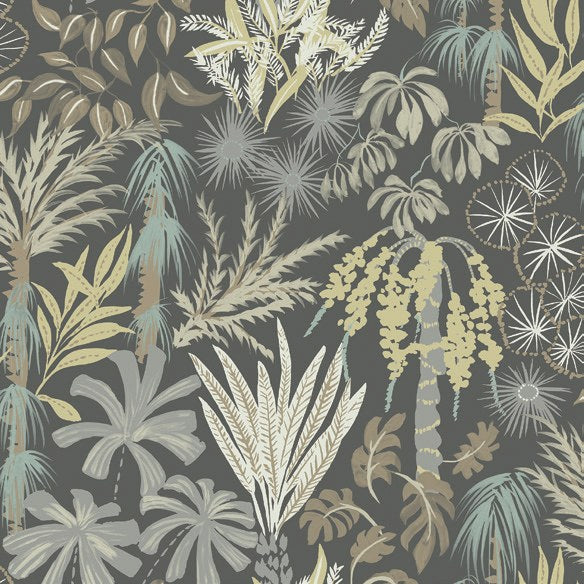 Everglades Grey Botanical Wallpaper