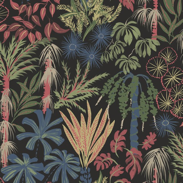 Everglades Botanical Wallpaper in Black