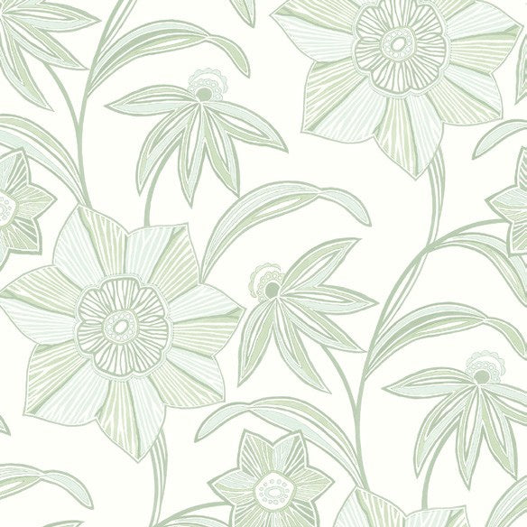 Star Flower Light Green Floral Trail Wallpaper wallpaper