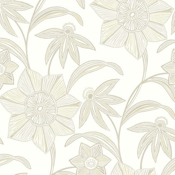 Star Flower Floral Trail Wallpaper in Beige