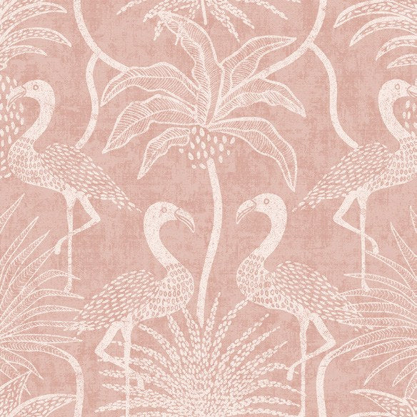 Biscayne Flamingo Beach Wallpaper in Coral
