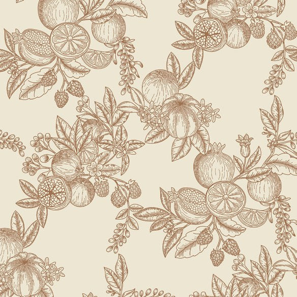 Gerty Fruit Toile Wallpaper in Copper
