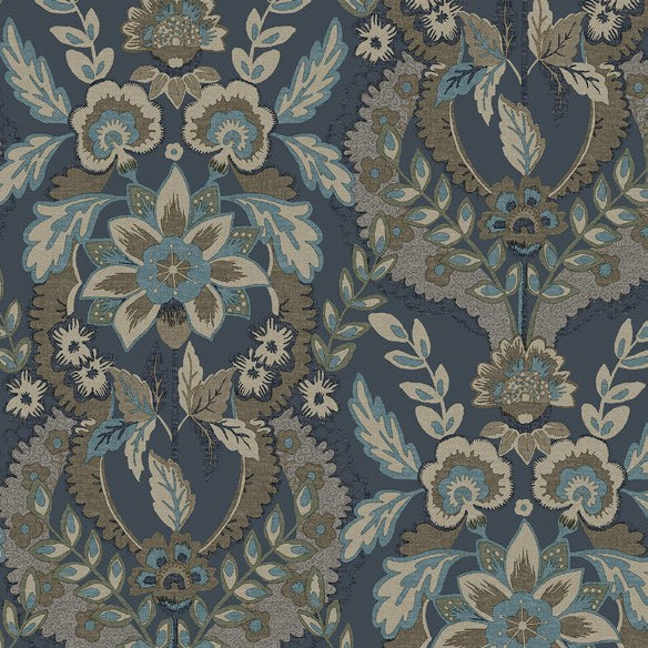 Collins Teal Damask Wallpaper wallpaper