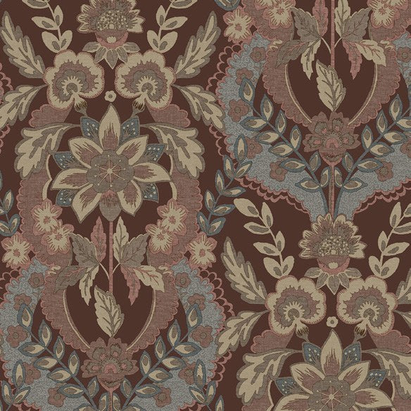 Collins Damask Wallpaper in Plum