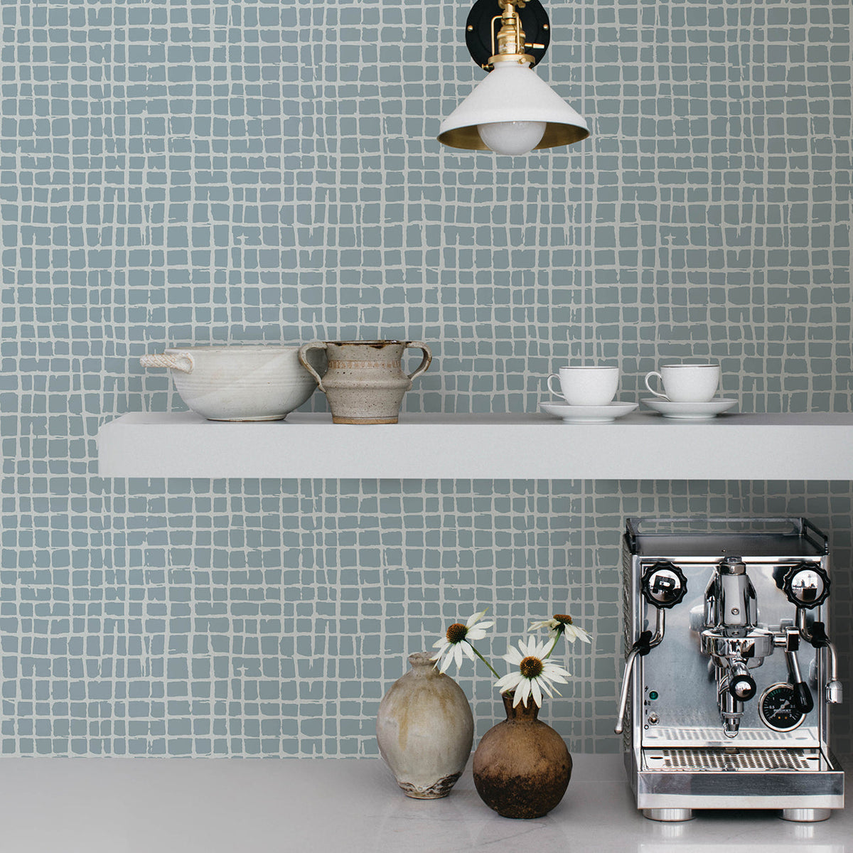 Albin Gridline Wallpaper wallpaper detail or room view