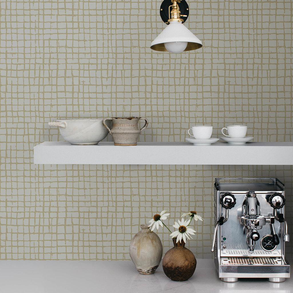 Albin Gridline Wallpaper wallpaper detail or room view