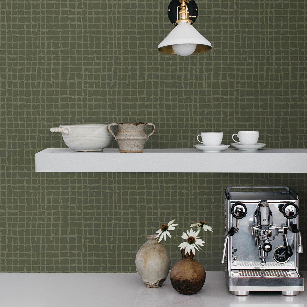 Albin Gridline Wallpaper wallpaper detail or room view