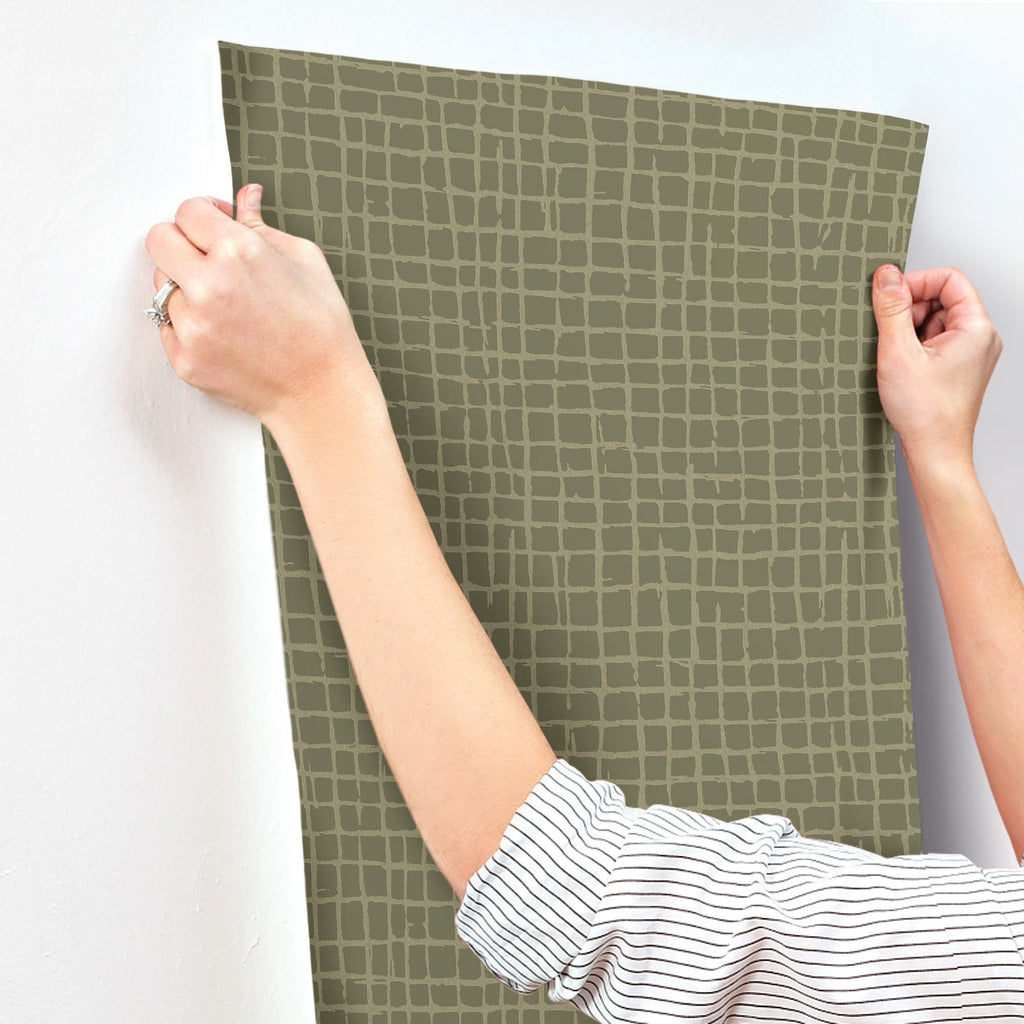 Albin Gridline Wallpaper wallpaper detail or room view