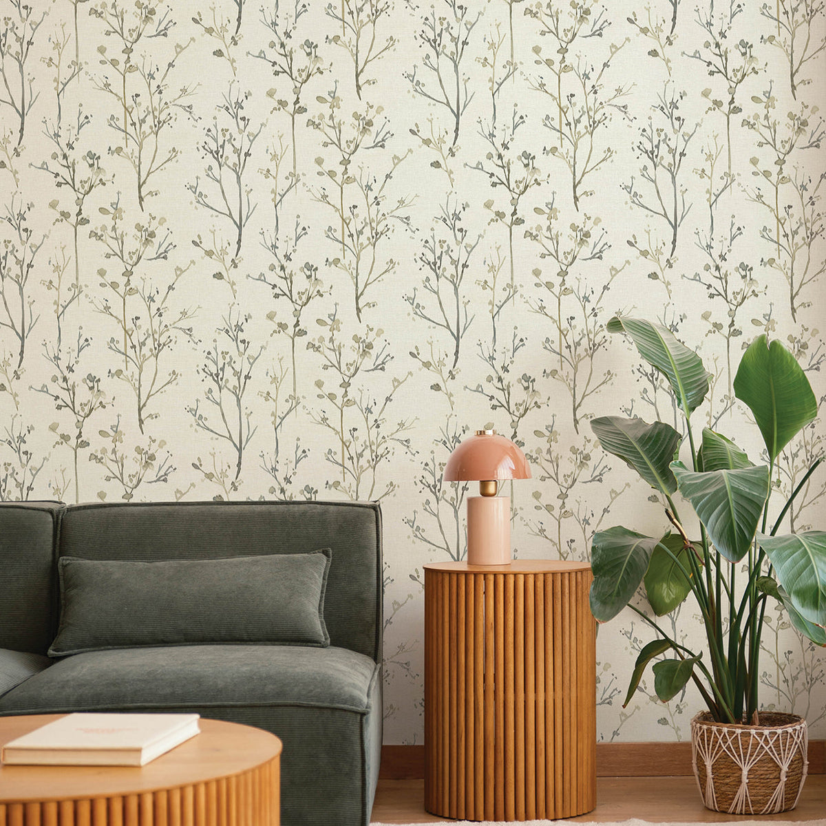 Silverling Budding Branches Wallpaper wallpaper detail or room view
