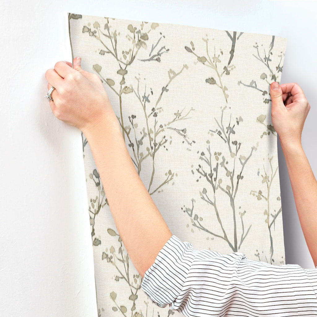 Silverling Budding Branches Wallpaper wallpaper detail or room view