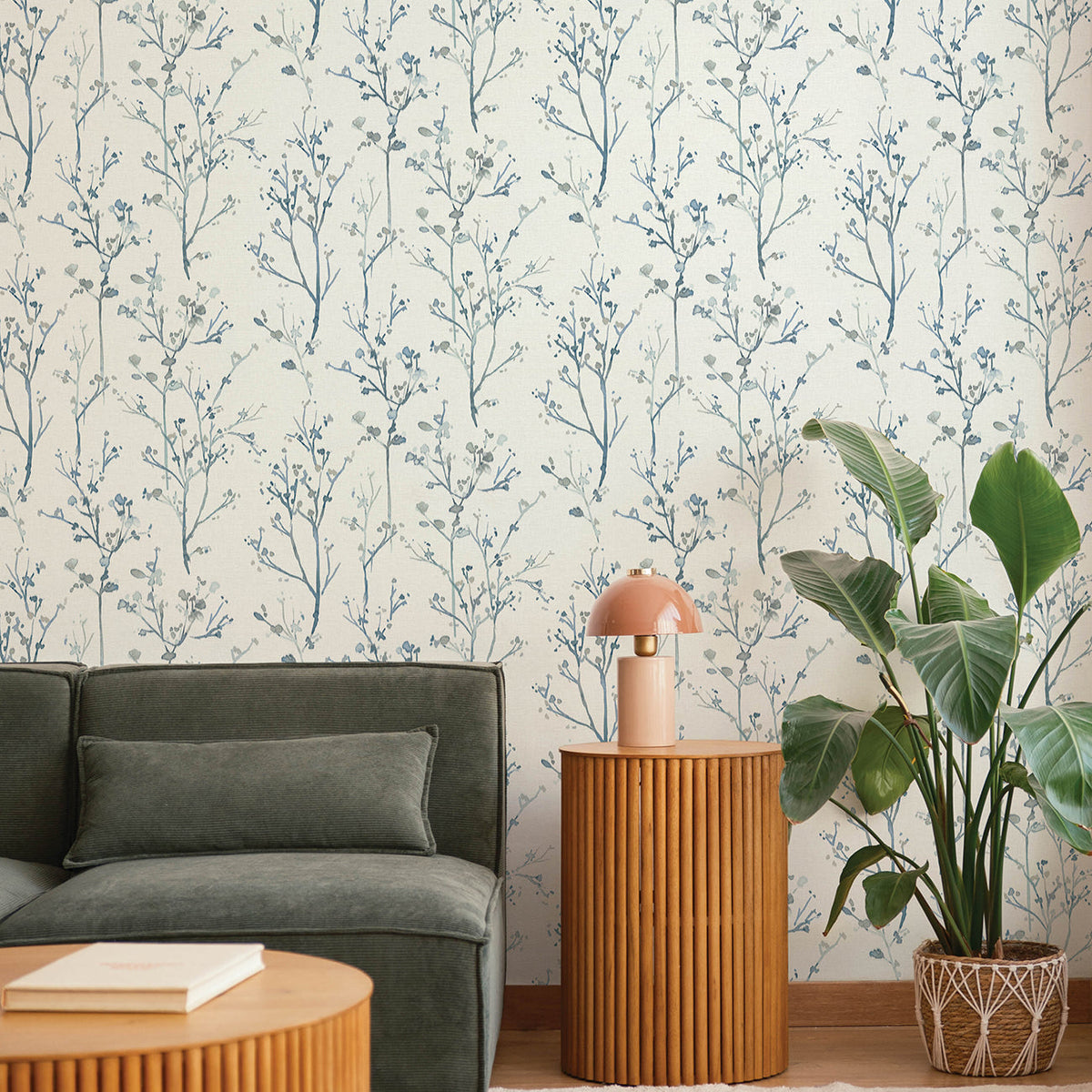 Silverling Budding Branches Wallpaper wallpaper detail or room view