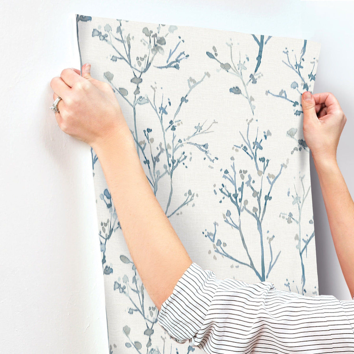 Silverling Budding Branches Wallpaper wallpaper detail or room view