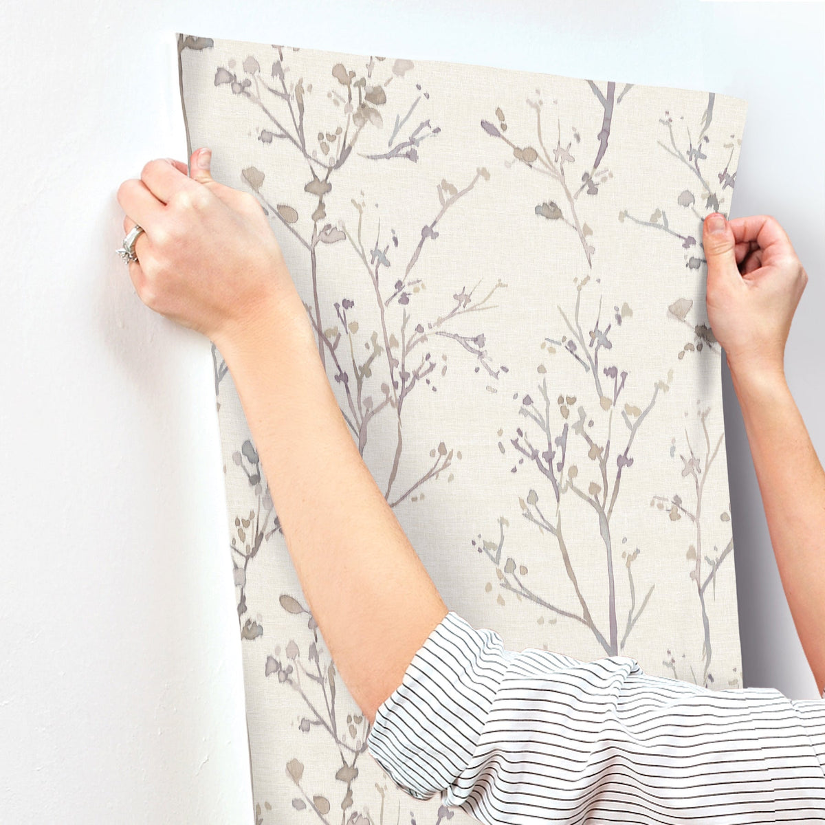 Silverling Budding Branches Wallpaper wallpaper detail or room view