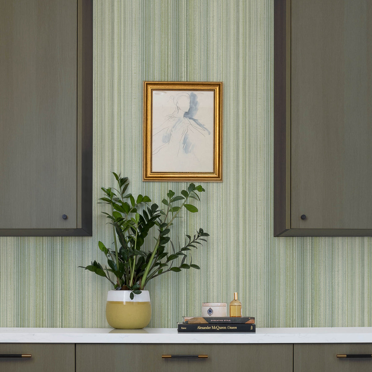 Elan Ombre Stripe Wallpaper wallpaper detail or room view