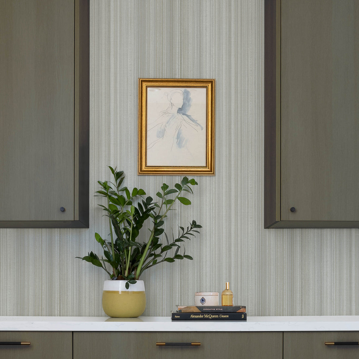 Elan Ombre Stripe Wallpaper wallpaper detail or room view