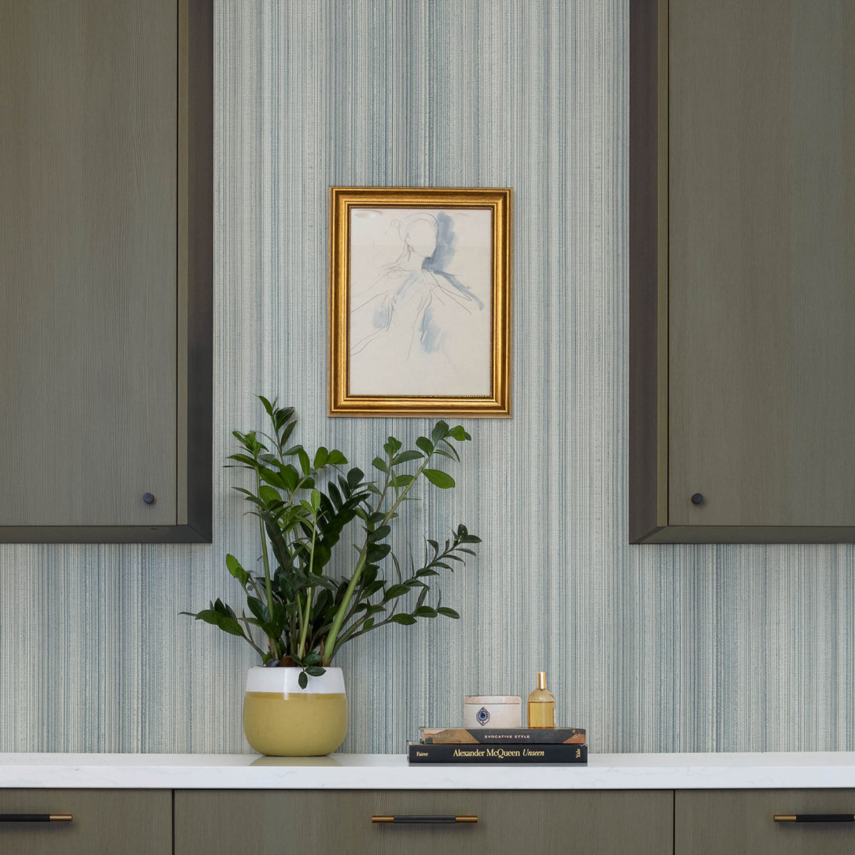 Elan Ombre Stripe Wallpaper wallpaper detail or room view