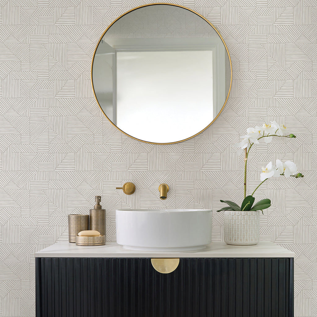 Crescendo Block Geometric Wallpaper wallpaper detail or room view