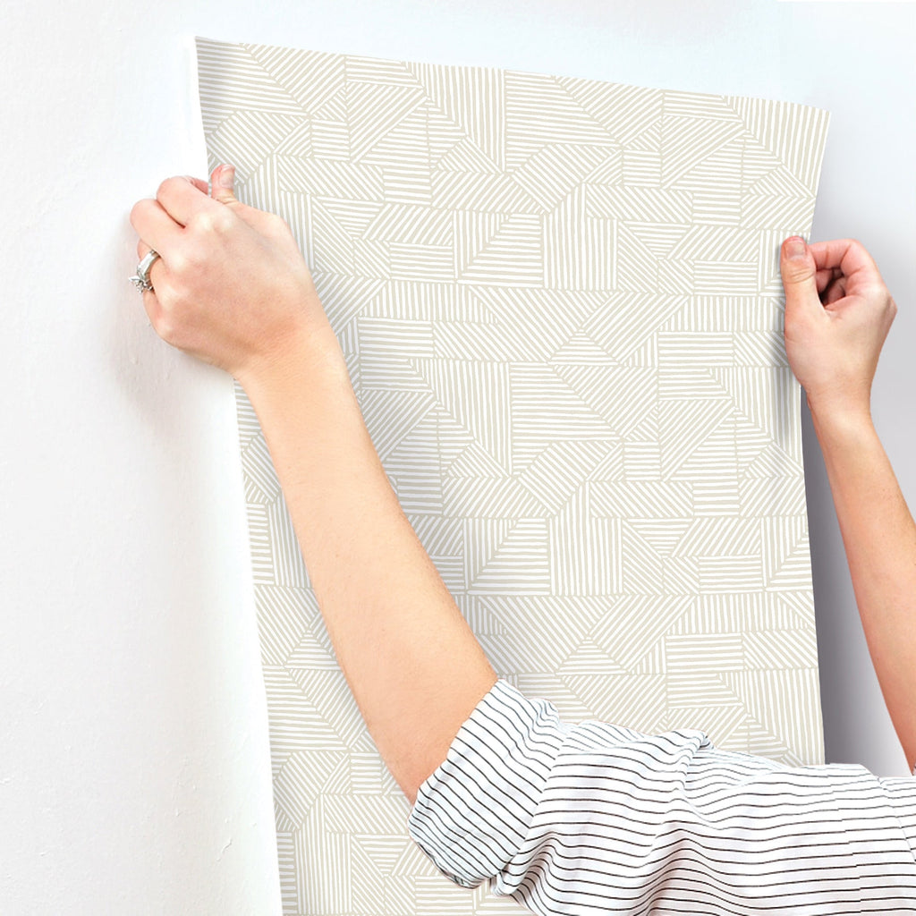 Crescendo Block Geometric Wallpaper wallpaper detail or room view