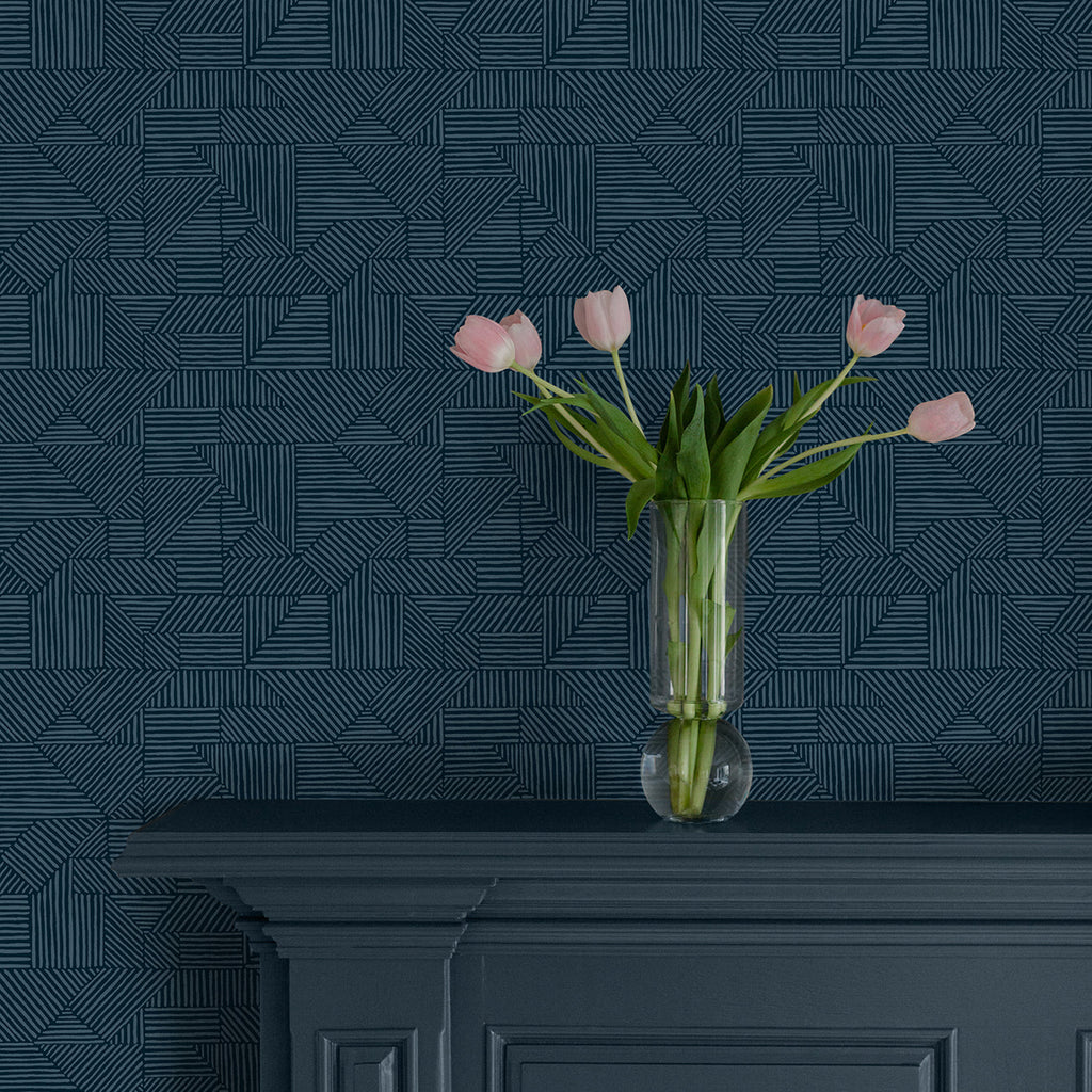 Crescendo Block Geometric Wallpaper wallpaper detail or room view