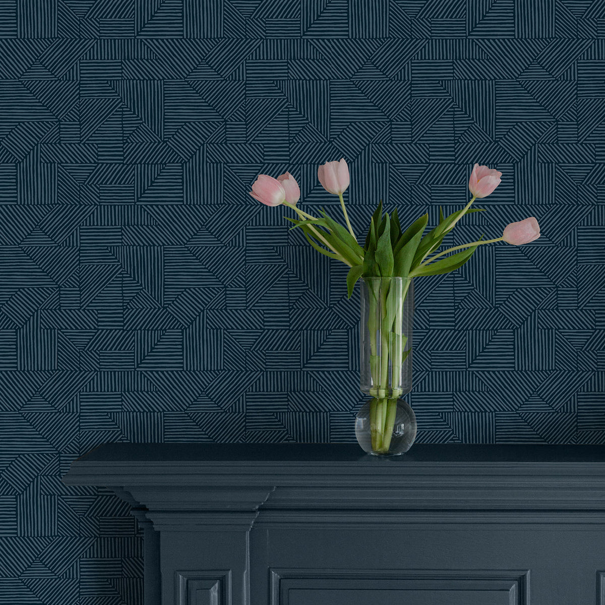 Crescendo Block Geometric Wallpaper wallpaper detail or room view