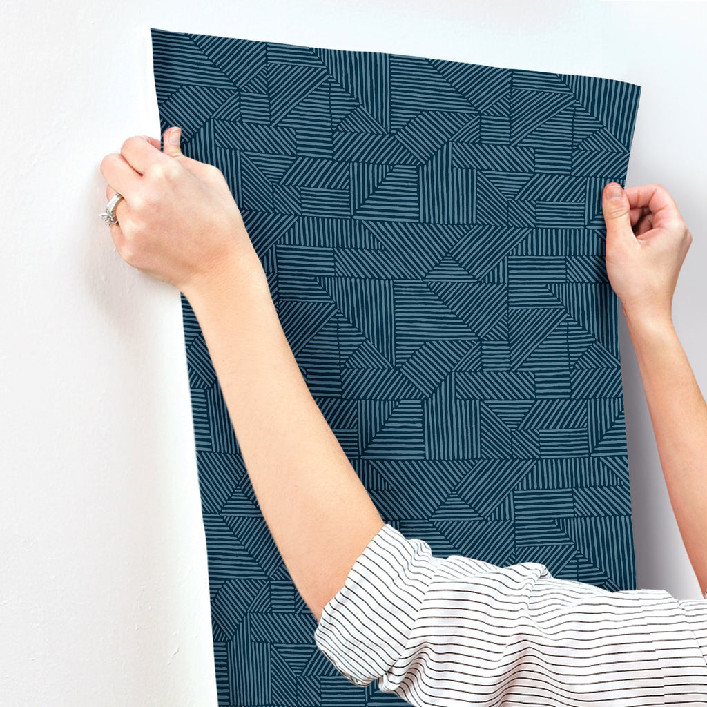 Crescendo Block Geometric Wallpaper wallpaper detail or room view