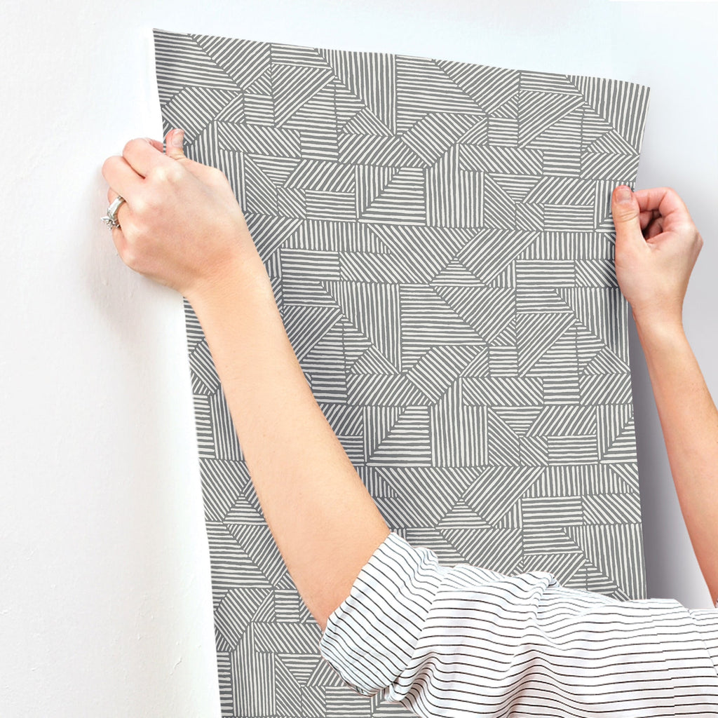 Crescendo Block Geometric Wallpaper wallpaper detail or room view