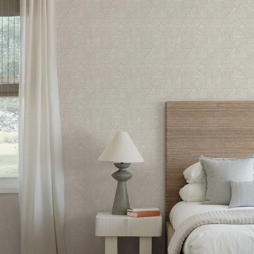 Crescendo Block Geometric Wallpaper wallpaper detail or room view