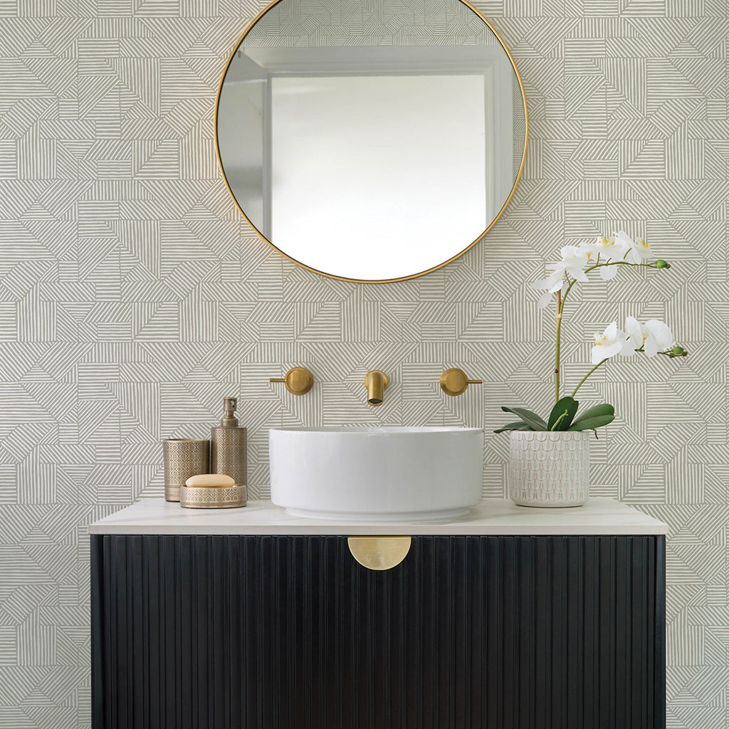 Crescendo Block Geometric Wallpaper wallpaper detail or room view