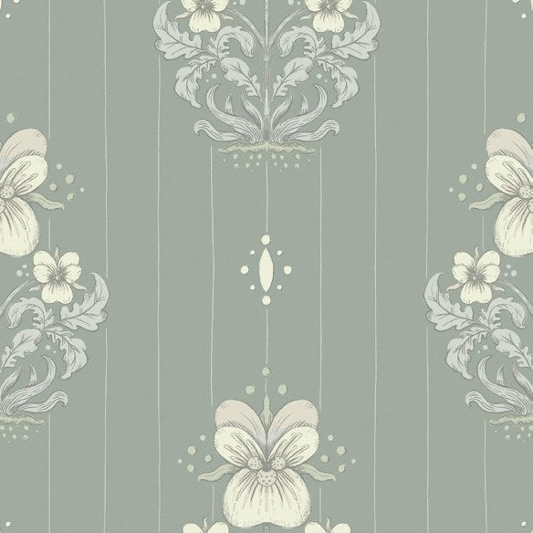 Gullvie Pansies Wallpaper in Light Blue