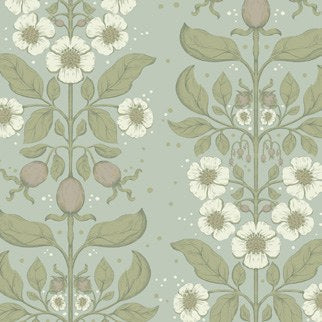 Rosa Floral Columns Wallpaper in Navy