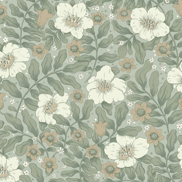 Maggan Sea Green Floral Trail Wallpaper