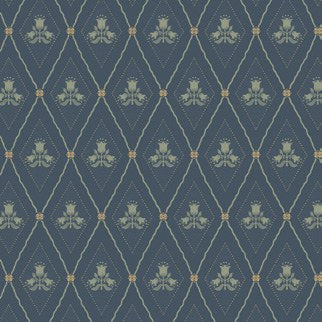 Alma Diamond Floral Wallpaper in Navy