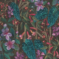 Kalina Teal Floral Fruits Wallpaper wallpaper
