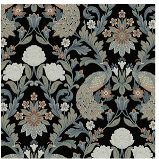 Plume Dynasty Black Wallpaper - AC9101