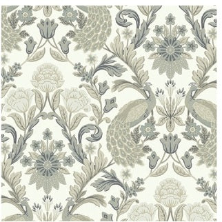 Plume Dynasty White & Neutral Metallic Wallpaper - AC9102