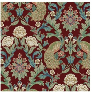 Plume Dynasty Wallpaper in Red Metallic