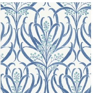Calluna White & Blue Metallic Wallpaper - AC9143
